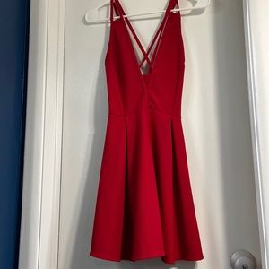 Women’s red skater dress with criss cross back size medium